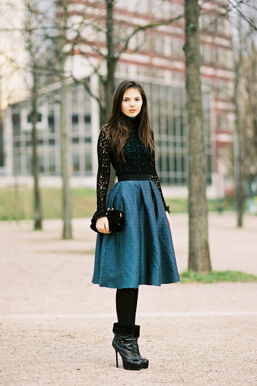 Midi skirt with on sale tights